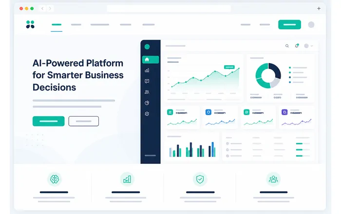 AI business platform website mockup