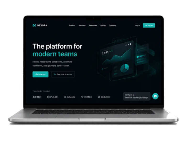 AI website project mockup on laptop with white background