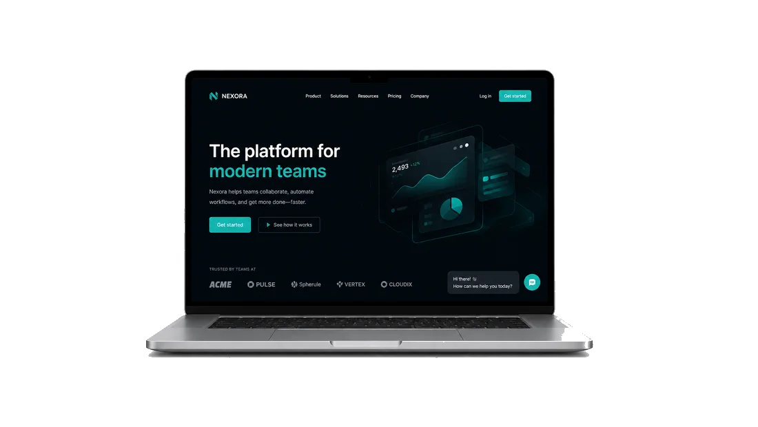 AI website project mockup on laptop with white background